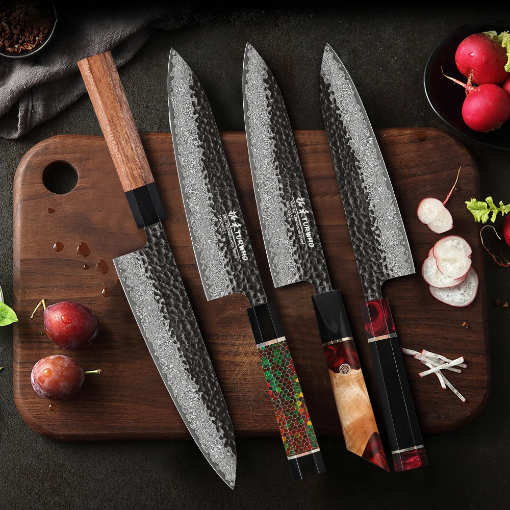 TURWHO 8-inch Chef Knife Japanese 67 Layers Damascus Steel VG10 Core Hand Forged Kitchen Knives Slicer Cooking Tools DIY Handle