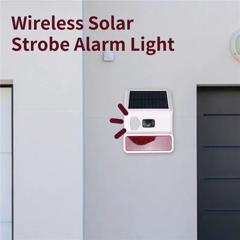 ABZZ-Wireless Solar Strobe Alarm Light Sound Flash Outdoor Alarm Siren For 433Mhz Wifi GSM Alarm System For Home,Farm