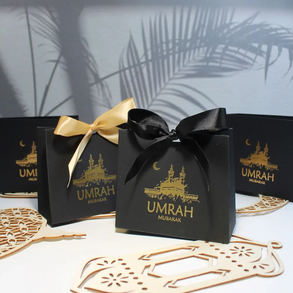 Elegant Umrah Mubarak Candy Chocolates Gift Boxes for Muslim Celebrations – Perfect for Islamic Ramadan, Kareem Iftar Parties