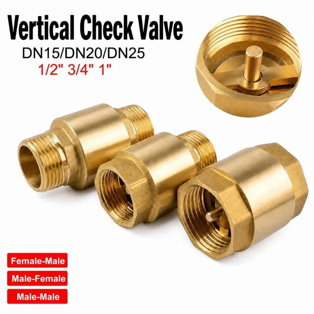 Durable BSPP Thread Brass Check Valve Male To Mal 1/2