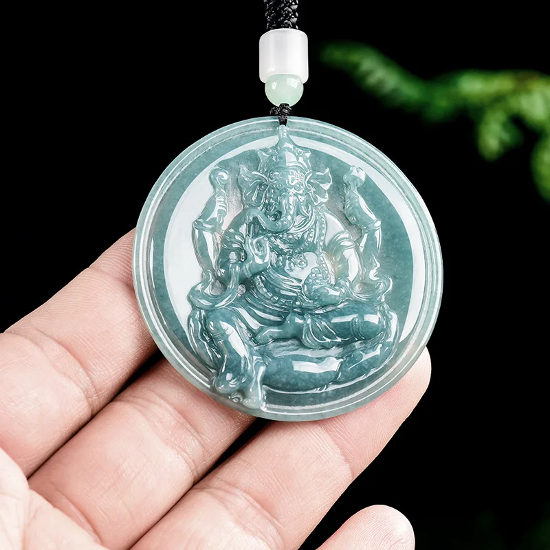 

A Myanmar Jadeite Garnesh Pendant Necklace Natural Gemstone Gifts for Women Designer Burmese Jade Luxury Carved Amulet Charm
