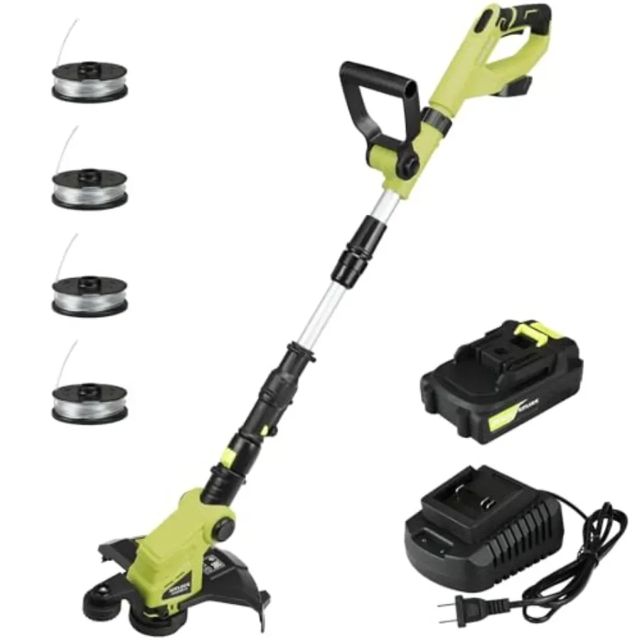 

20V Cordless Grass Trimmer Electric Lawn Mower Weed Cutter with Auto Line Feed 12inch String Trimmer Edger Lawn Tool with 4 PCS
