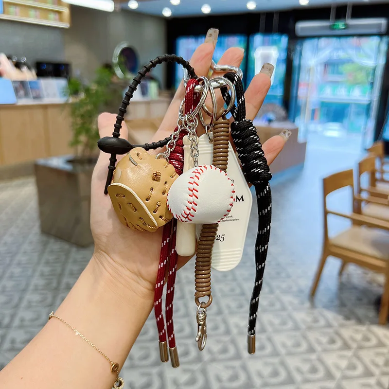 Tasche Charms Baseball Geflecht Seil Anhänger Weben Seil Nylon Geflecht Seil Tasche Charms Schlüssel Ring Tasche Zubehör Auto Schlüsselanhänger