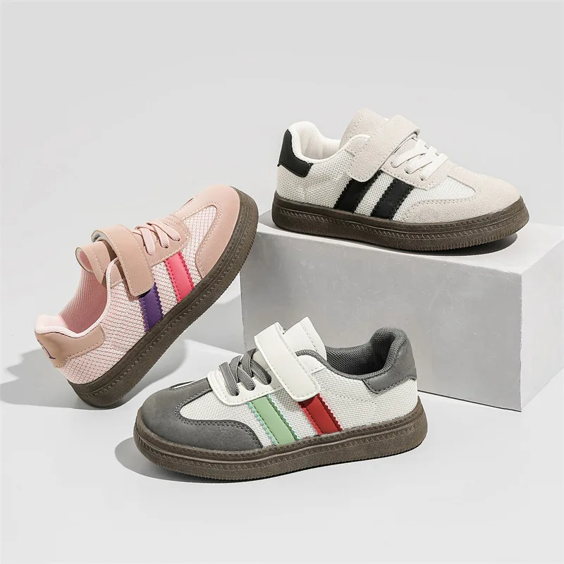 

Kid Suede Color Splicing Casual Shoes Girl Boy Lace Up Sneakers 2024 Spring Summer Child Walk Runing Sport Trainers Size 25-36