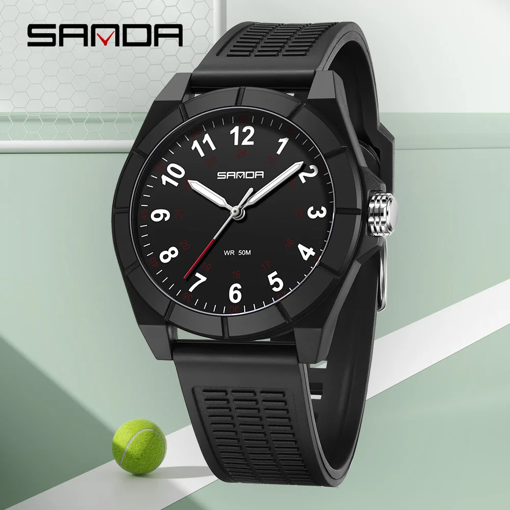 SANDA 6232 Design Soft Student Watch TPU Strap Depth Waterproof Quartz Movement Children Fashion Sports Wrist Watch 2025