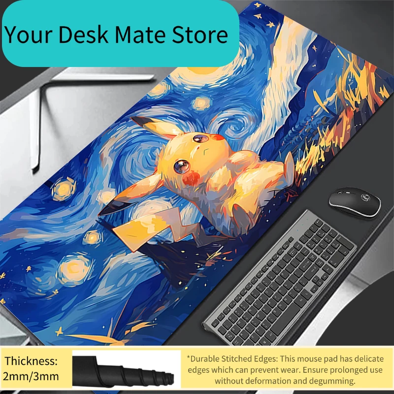 

Новый коврик для мыши, игровой коврик для ноутбука, коврик для стола P-pokemonS Star Sky, коврик для мыши в стиле аниме, офисный компьютерный коврик, коврик для клавиатуры с изображением Пикачу, кавайный коврик для геймеров
