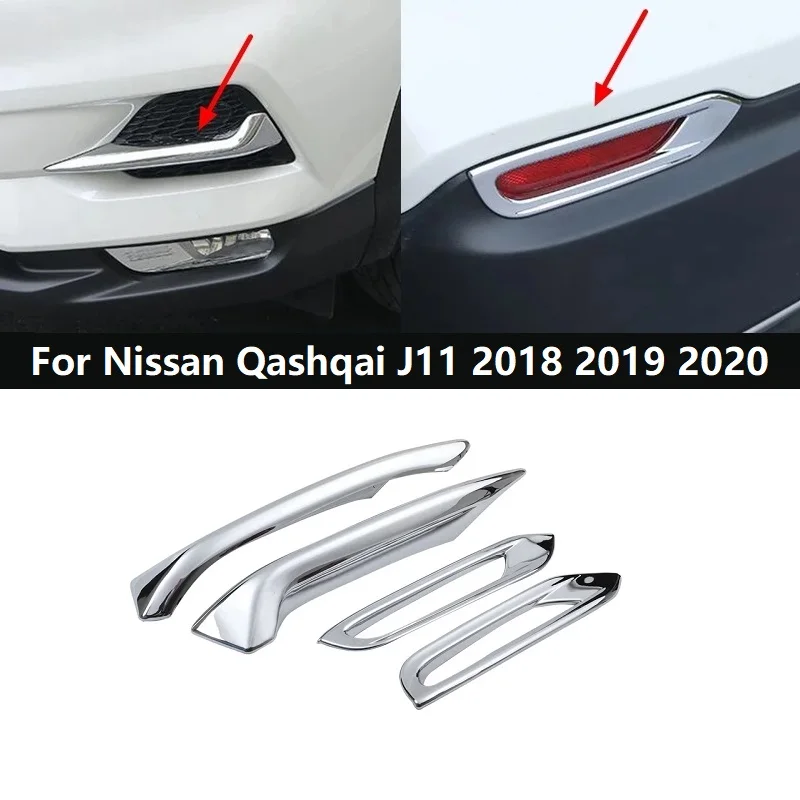 Car Front Fog Lights Lamp Eyelid Eyebrow Cover Rear Fog Lamp Cover Trim Car Styling ABS For Nissan Qashqai J11 2018-2020