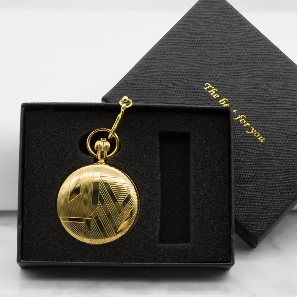 

2025 Retro Roman Case Black Dial Luxury Classic Golden Fob Watches Vintage Men Mechanical Pocket Watch for Men Women PJX1319
