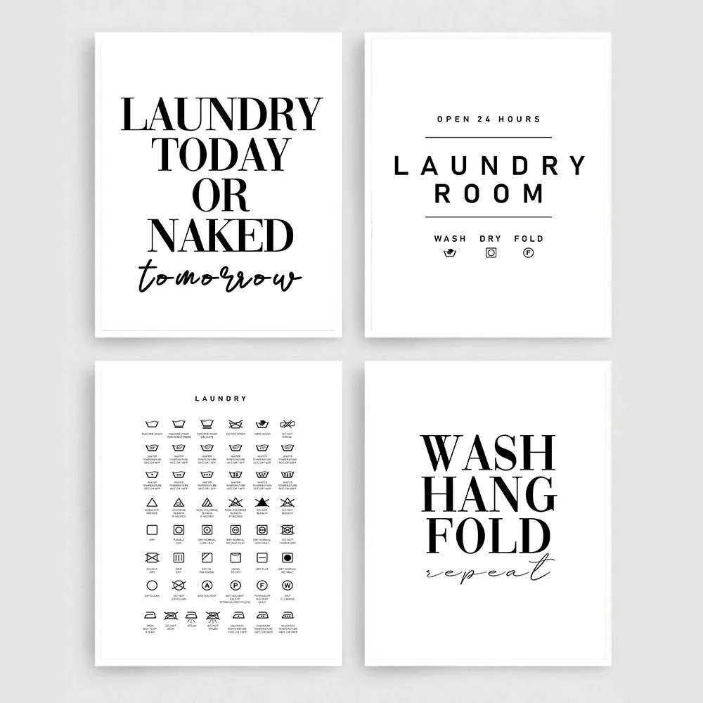 Scandinavian Poster Laundry Symbols Canvas Painting Guide Art Print Laundry Today Room Wall Picture For Living Room Home Decor