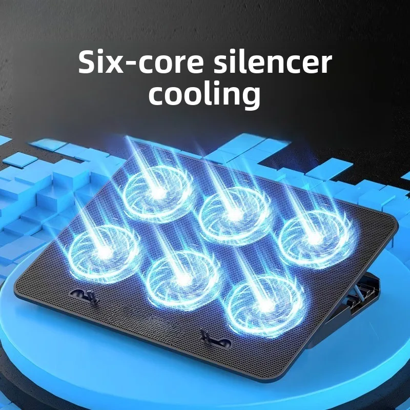 13-18Inch Gaming Laptop Cooler Six Fan Adjustable Wind Speed 2 Usb Port LED Light Notebook Cooling Pad Notebook Laptop Stand