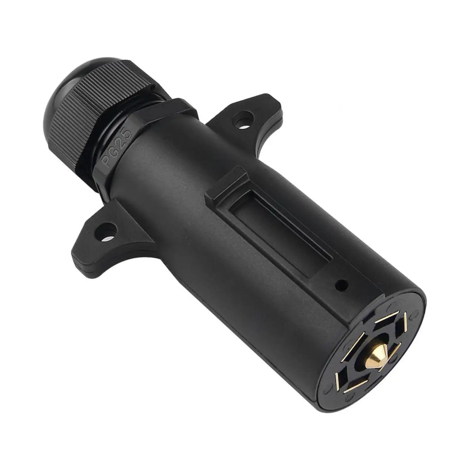 7-Pin Waterproof RV Trailer Connector | Weather-Resistant, Weatherproof, 7-Pin Trailer Connector with Threaded Rear Cap