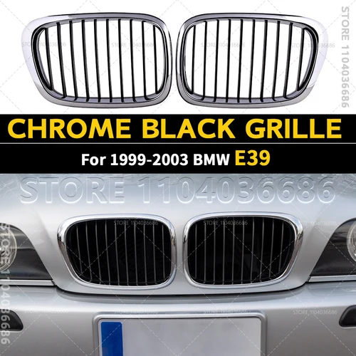 Para 1999 2000 2001 2002 2003 BMW 525i 528i 530i 540i M5 E39 cromo negro rejilla delantera accesorios de coche