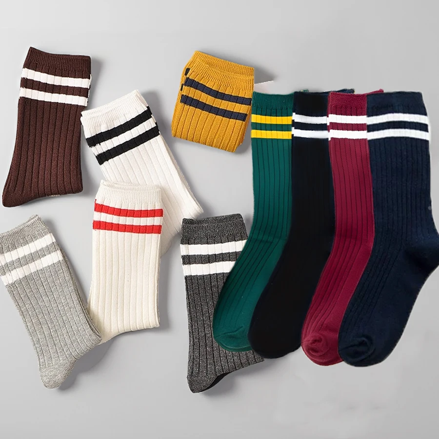 Striped Crew Socks 10 Pairs Retro Cute Long Tube Crew Socks for Women,Vintage Fun Fashion Athletic Aesthetic High Socks