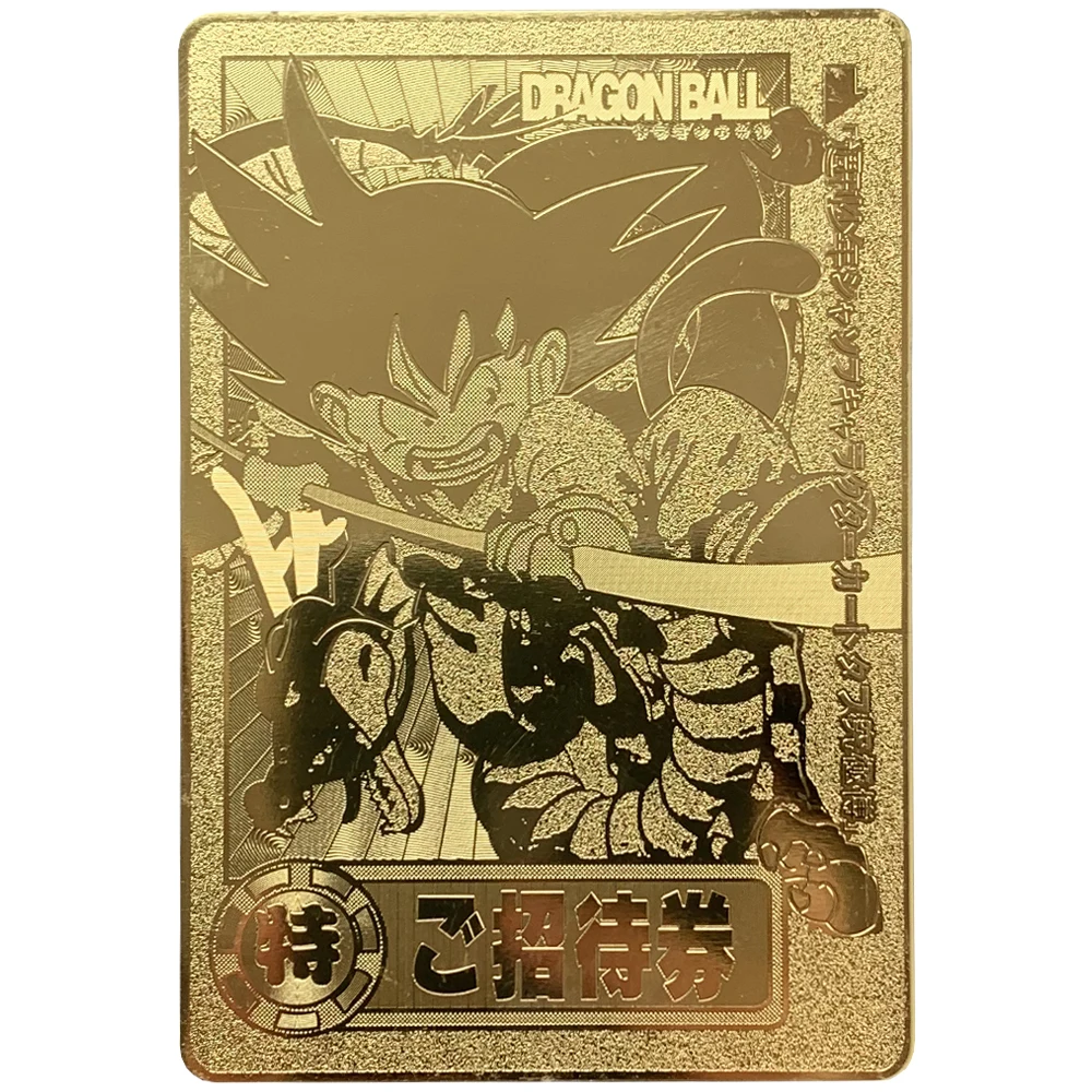 Anime Dragon Ball Metal Card Gold Card Super Saiyan Goku Gohan Vegeta Fierce Battle Rare Card Gift Toy Collection Cards