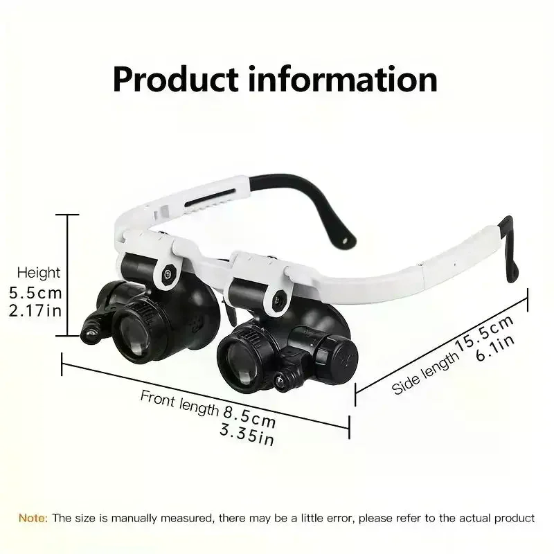 Magnifying Glass 8X/15X/23X Jeweler Watchmaker With LED Light Telescopic Headband Magnifier Glasses Reading Loupes Eyewear