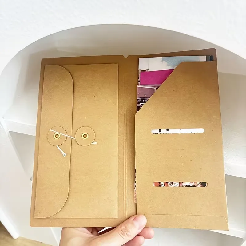 

Многофункциональная сумка для чеков для визитных карточек, клейкая сумка для хранения крафт-бумаги 2-в-1, дорожная сумка для ноутбука, бумажные пакеты для хранения с внутренним сердечником