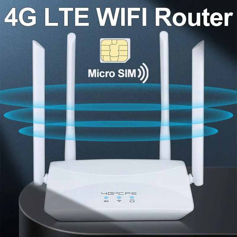 Wi-Fi Router com Antenas Externas, Power Signal Booster, Hotspot mais suave, Conexão com fio, Smart Micro Sim Card, 4G LTE, 150Mbps