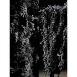 Original Cut From Wasteland Three-dimensional Heavy Texture Gray Black Jacquard Cotton FringePleated Clothing Designer Fabric