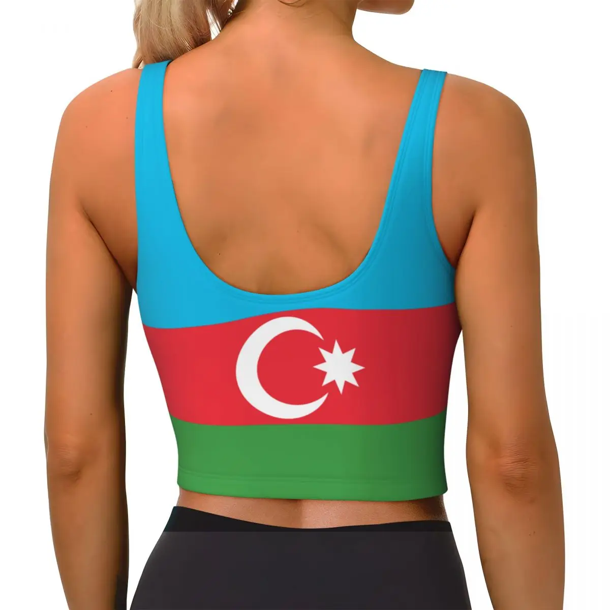 Azerbaijan Flag Basic Tops Women Samba Sexy V-Neck Yoga Fitness Sports Tops