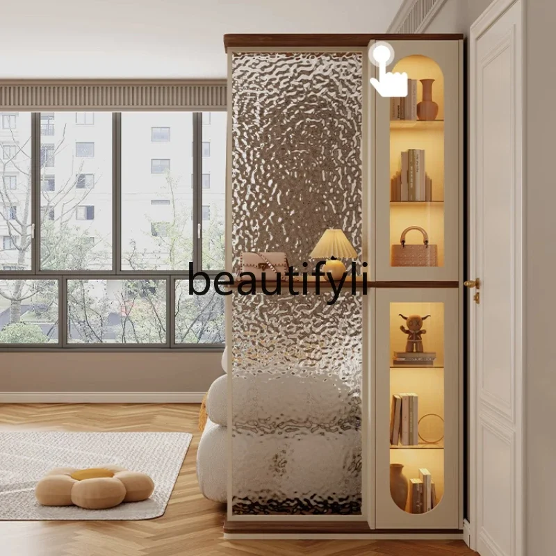 

Entry of the entrance cabinet is opposite the door, living room partition cabinet, shelf, screen, foyer cabinet, cream wind