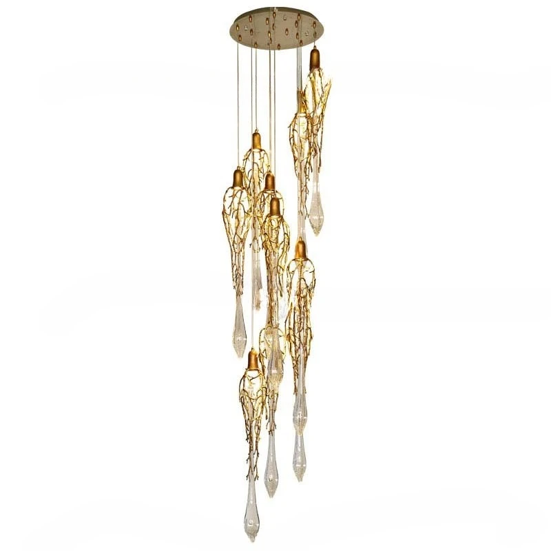 

Modern light luxury, all-copper crystal long-line small chandelier, restaurant bar