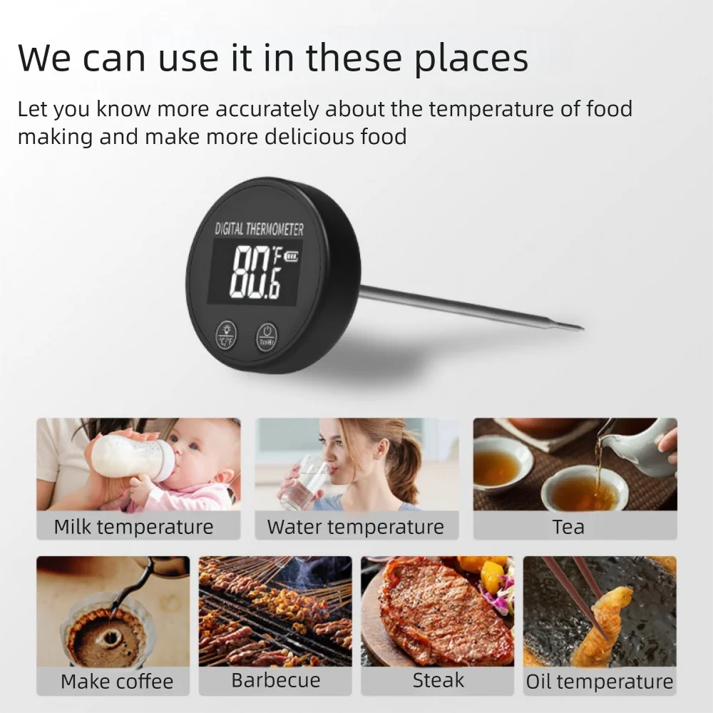 

-10℃ to 100℃ Touch Screen Dial Thermometer for Coffee Pot Milk Frothing Jug Professional Cafe Kitchen IP65 ℃/℉ Temperature Meter
