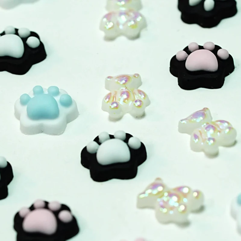 50 قطع الكرتون القط باو مسمار الفن الراتنج الراين مزيج الألوان مسمار الفن سحر القط باو على شكل مانيكير لوازم