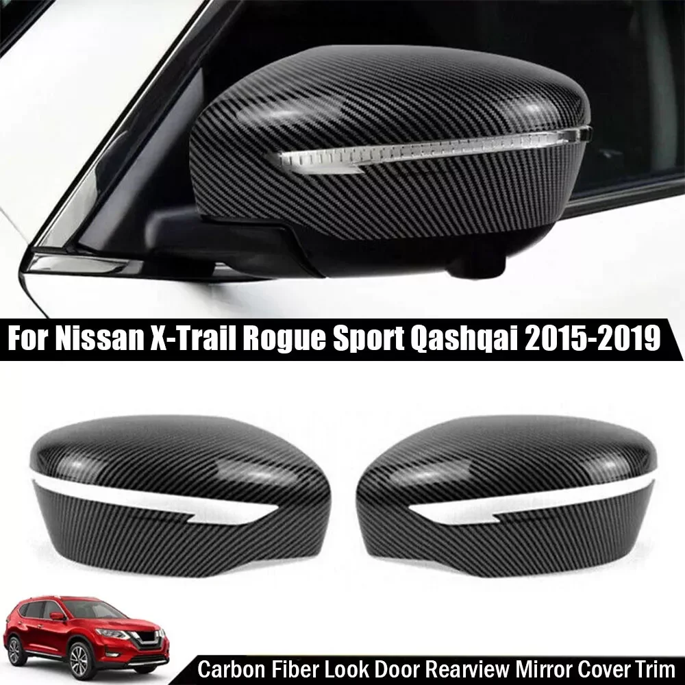 

For Nissan Qashqai X-Trail Murano Rogue Pathfinder 2015-2019 Rearview Side Mirror Cover Wing Cap Rear View Case Trim Sticker