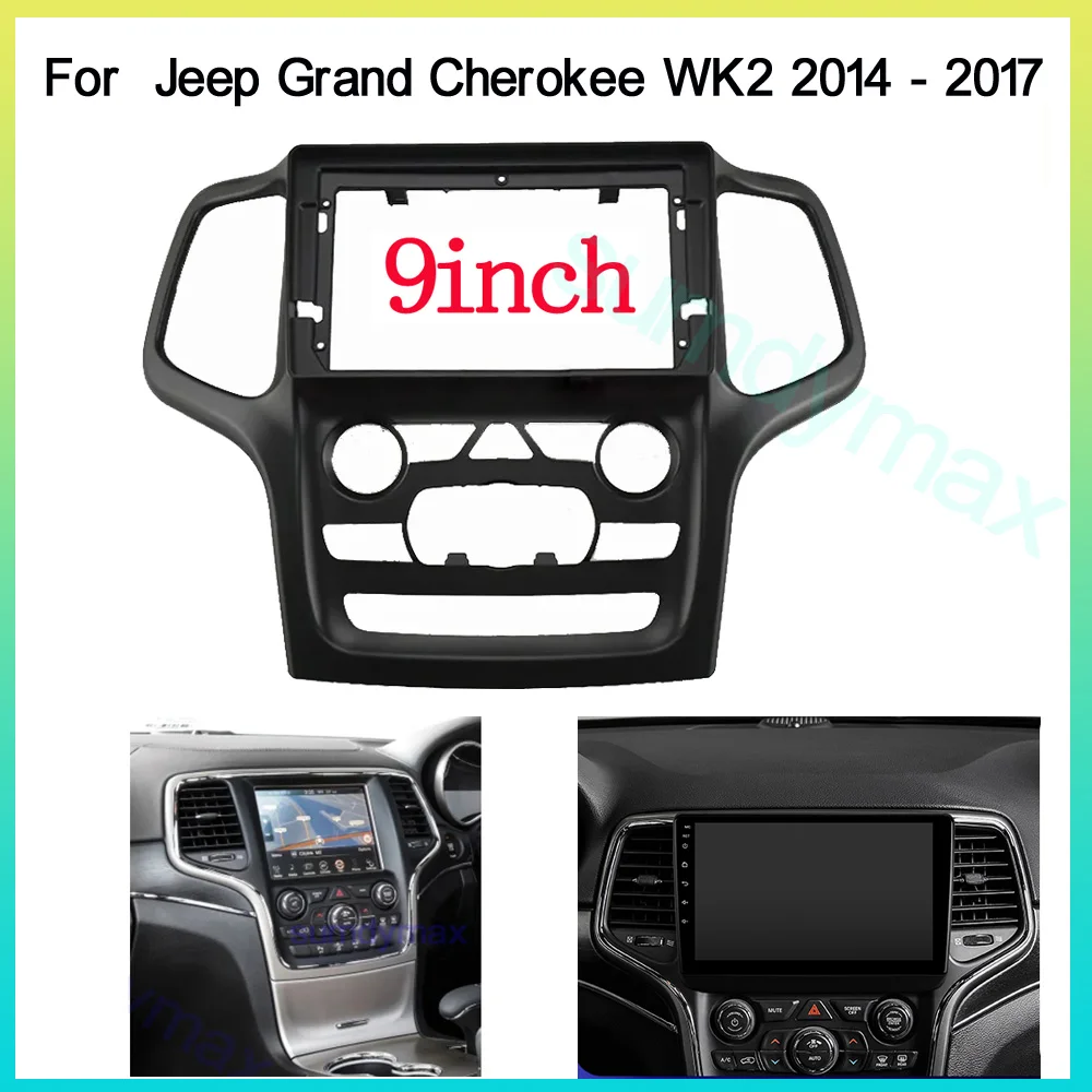 

2Din 9Inch car Audio Face Plate Fascia Frame For Jeep Grand Cherokee 2013-2021 Big Screen Radio Stereo Panel Dash Mount Frame