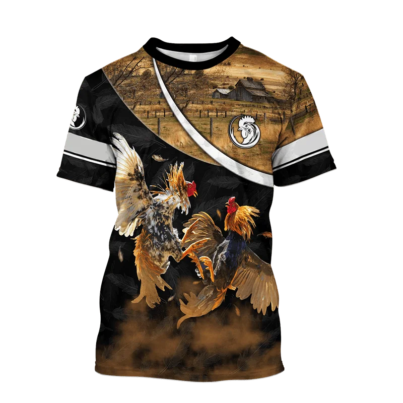 Unisex Rooster GraphicMens T-Shirts for Men Clothing Summer 3D Printed Casual Short Sleeve Tops Oversized Tee Shirt Personality