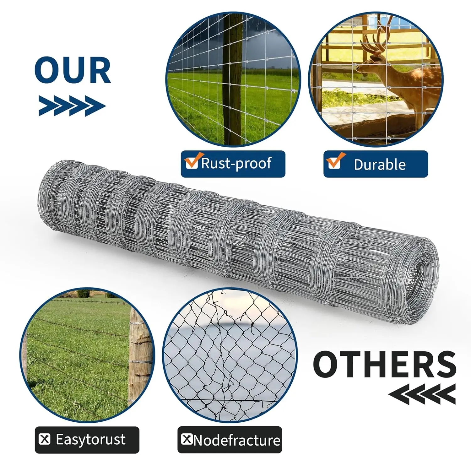 سياج الماشية سياج سلك مجلفن سياج مزرعة الماشية 14 قياس أسوار الماعز الزنك الثقيلة لحماية الماعز الغزلان ساحة الماشية #3