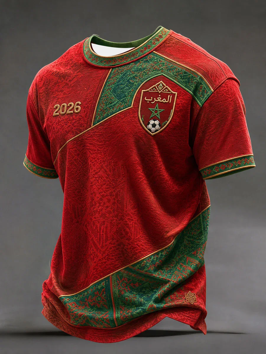 2027 Edition Moroccan Fan Football Training T-shirt - 3D Printed - Fashionable And Comfortable - Family-Promoting Funny T Shirts