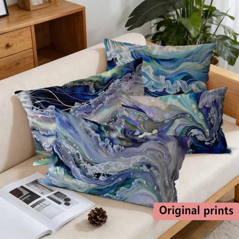 Ocean Jellyfish Print Pillow Covers Suitable For Sofa Bedroom Car Pillow Cover Cushion Rectangular Back Cushion