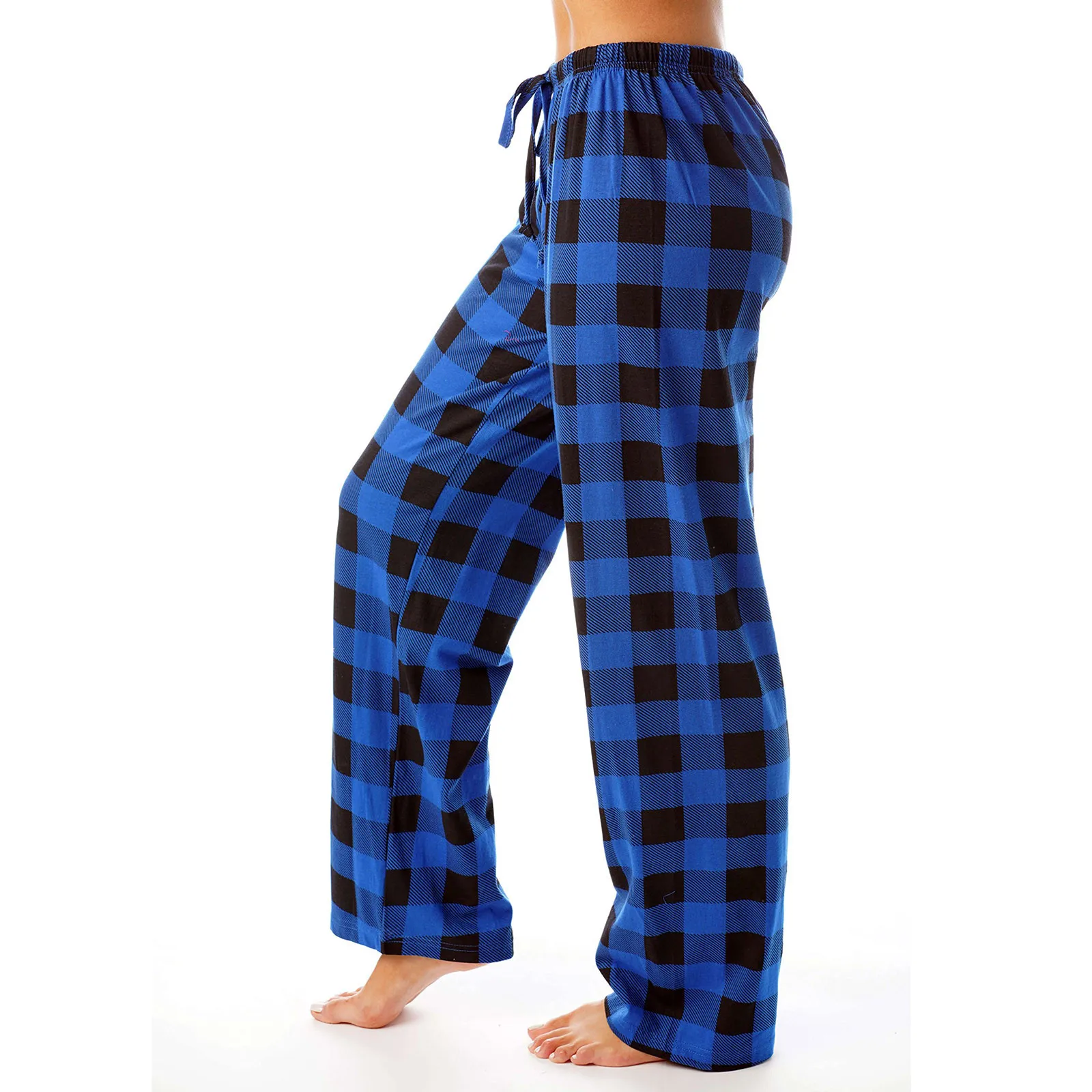 

Women's Pajama Pants Plaid Printed High Waisted Wide Leg Drawstring Baggy Trousers Casual Vintage Loose Clothing Streetwear