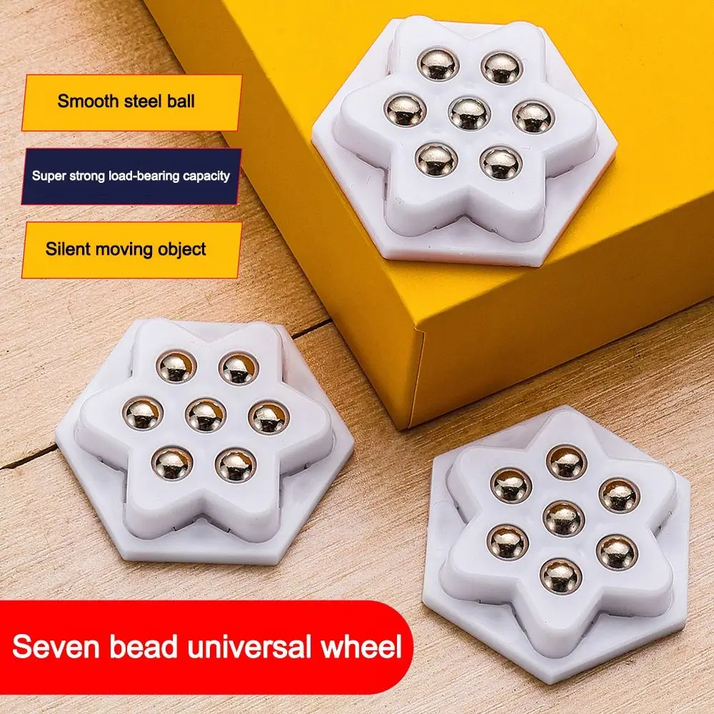 4Pcs Durable Self Adhesive Universal Wheel Mute 7Beads Mini Pulley Base Furniture Casters