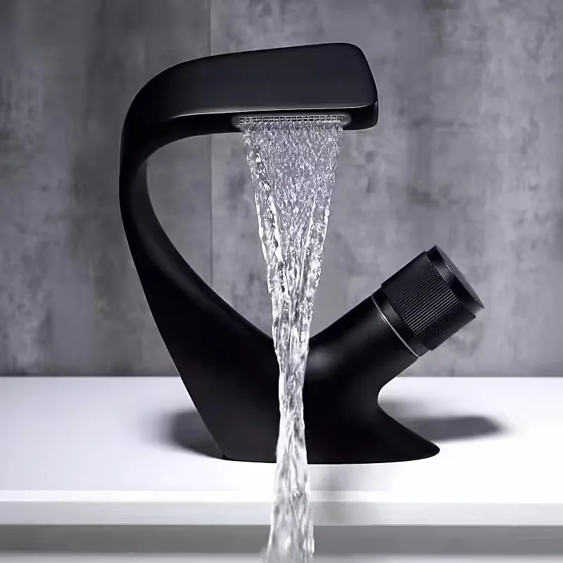 [high-aesthetic-black]-high-aesthetic-black-faucet-washbasin-tap-face-basin-sink-vanity-waterfall