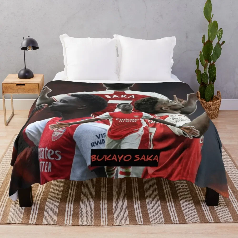 

Bukayo Saka Art Throw Pillows Throw Blanket Baby Bed linens Cute Plaid For Decorative Sofa Blankets