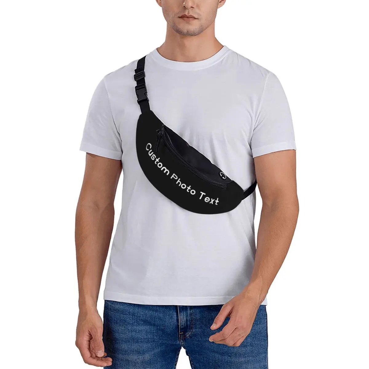 Sac banane personnalisé avec texte Photo, sac de taille à bandoulière pour femmes et hommes, pochette d'argent pour téléphone de voyage