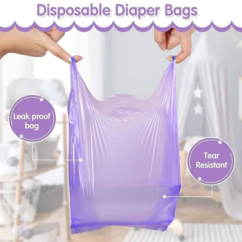 100 Pieces/Box New Portable Scented Diaper Disposal Bags with Sealing and Anti-Odor Technology and Thickened Vest-Style Design, Suitable for Waste, Portable Garbage Bags, Specifically Designed for Diaper Changes