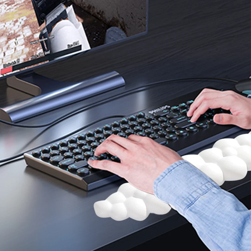 Keyboard Wrist Rest Cloud Memory Foam Mouse Pad Ergonomic Support Wrist Cushion Non-Slip Rubber Desk Mat Office Supplies