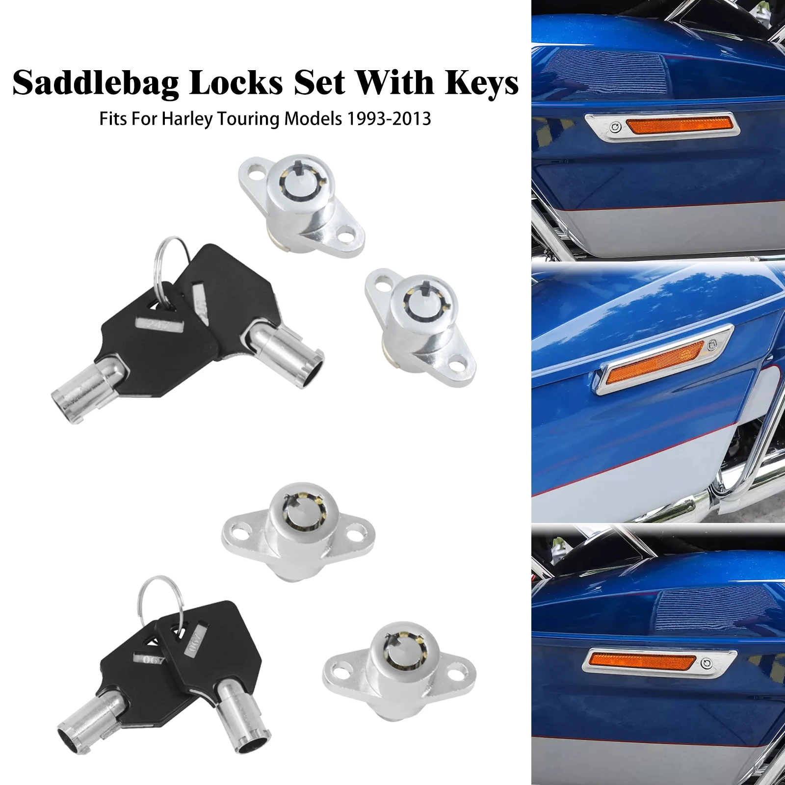 Motorcycle Steel Hard Saddlebag Locks Keys Set For Harley Touring 1993-Up Road Electra Street Glide Road King Ultra Limited CVO