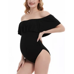 Maternity Photo Shoot Bodysuit Off Shoulder Ruffles Summer Pregnancy Pictures Props Women Clothes