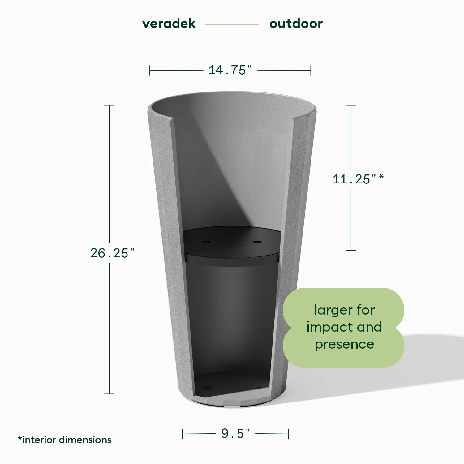 Column Series Tall Planter - Tapered Outdoor Planter with Shelf, Customized
