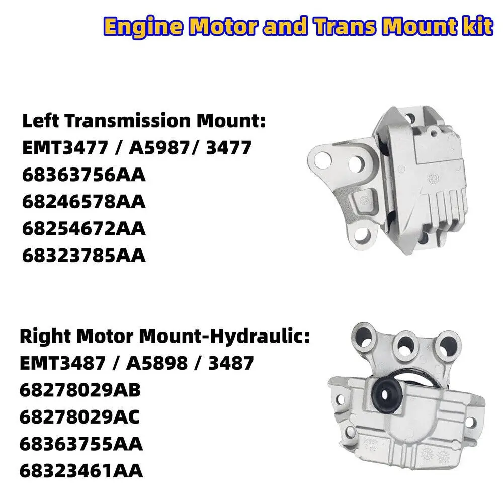 68258599AA,68363755AA,68363756AA 3PCS Montagens de motor para 2015-2020 Jeep Renegade 2.4L L4 Transmissão automática