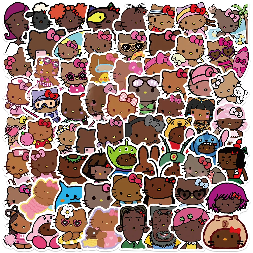 10/30/66PCS Kawaii Sanrio Black Hello Kitty Stickers Disney Cartoon Toys Decals Decoration Gifts DIY Notebook Luggage Phone Bike