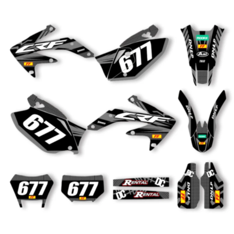 

DSMTECH Custom Motorcycle Graphics Background Decal for HONDA 2005 2006 2007 CRF450X 2008-2018 Decals Stickers Kits 008