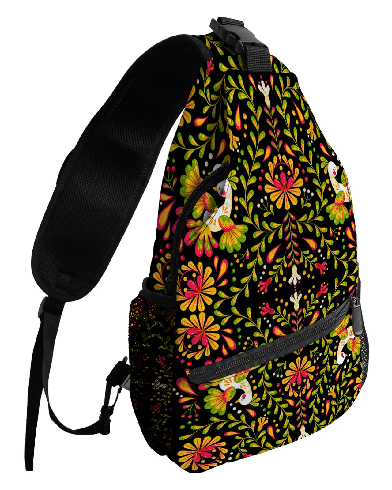 

Mexican Geometric Flower Birds Chest Bags For Women Men Waterproof Messenger Bags Female Travel Sport One Shoulder Crossbody Bag