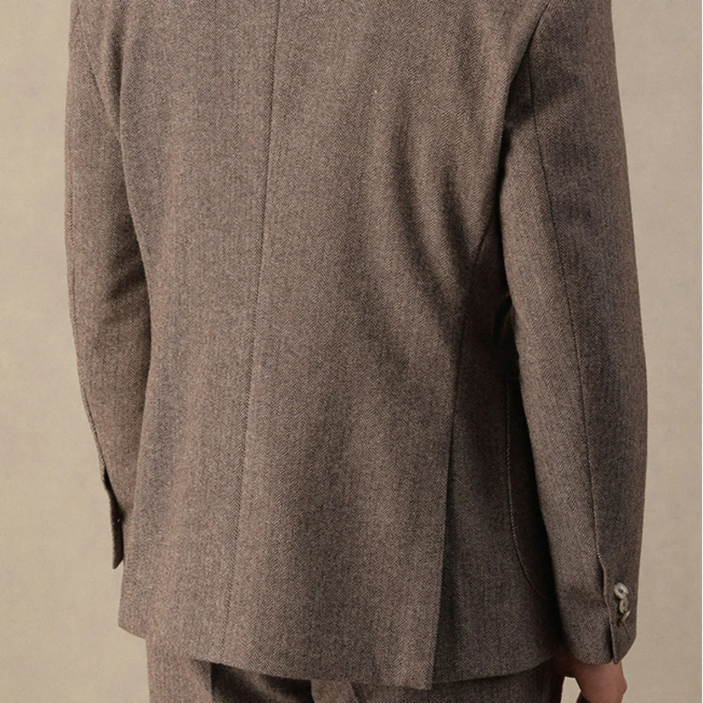 Men's Italian Herringbone Wool Blend Blazer Classic Notched Lapel Single Breasted Suit Jacket Formal Casual Customized