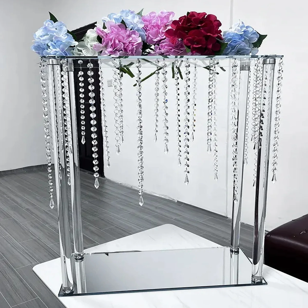 6pcs)Wedding Table Party Clear Tall Acrylic Candelabra crystal Candle Holder Centerpiece for wedding table