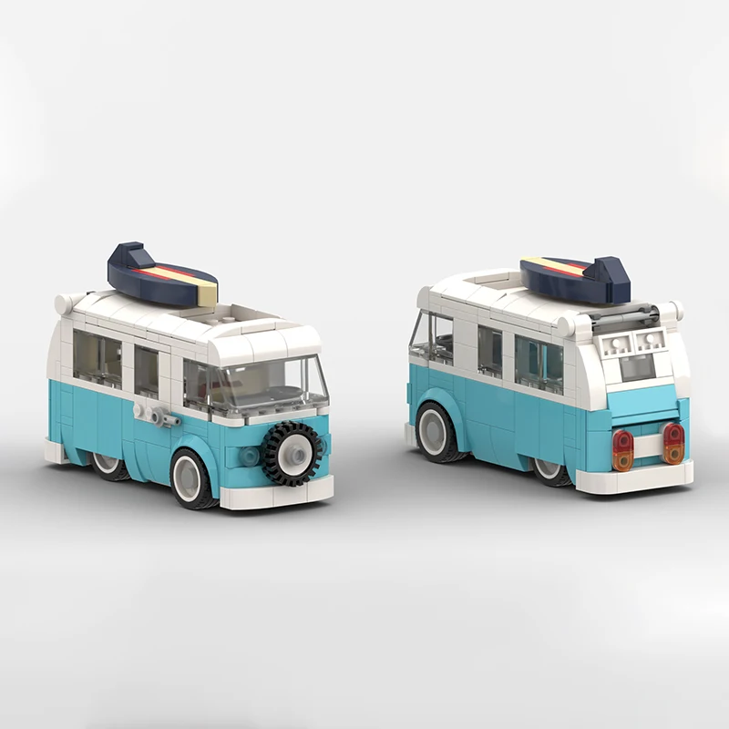 

318pcs MOC T2 Camper Van Figure Scale Retro Vehicle DIY Model Building Blocks Birthday Toys Gift